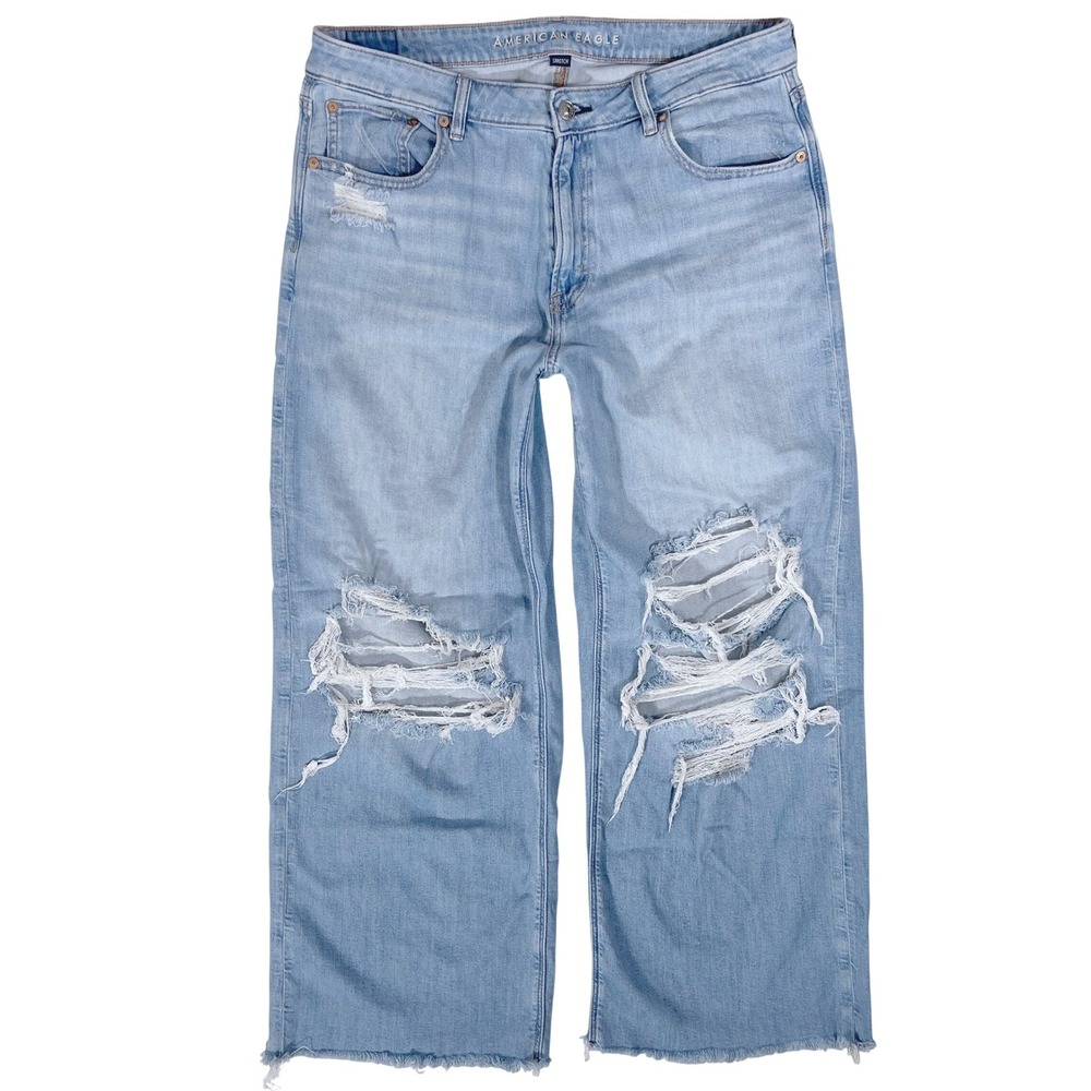 American Eagle Low Rise Baggy Wide Leg Jeans 12 90s Retro Festival Slouchy Y2K